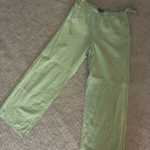 Zara Green and White Striped Pants